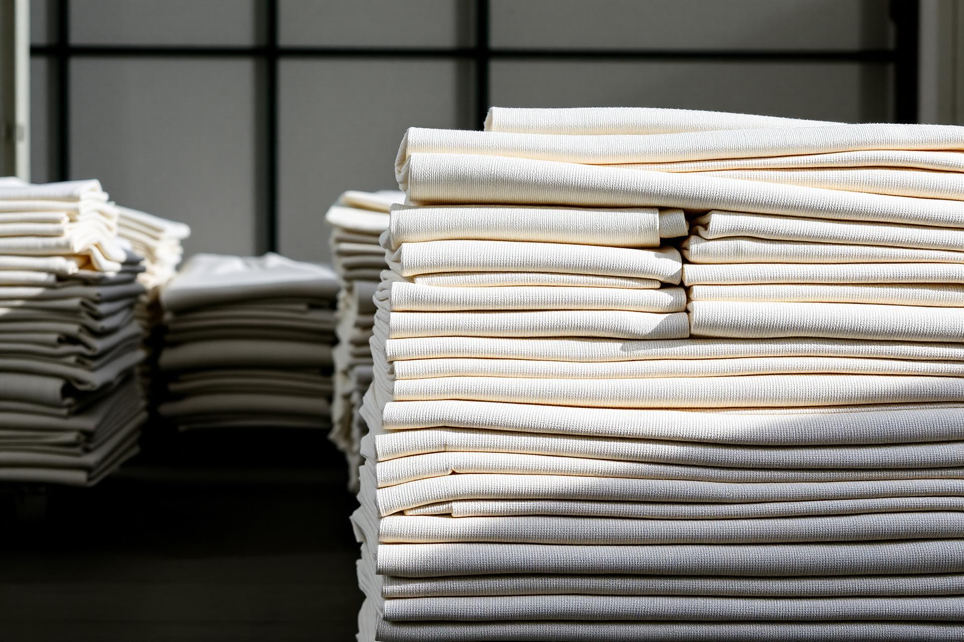 Stacks of finished knitted fabric