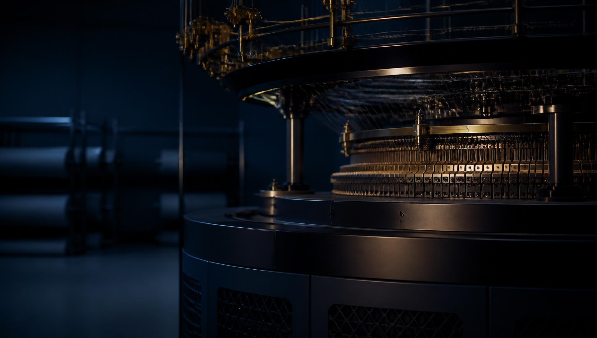 Circular knitting machine in production